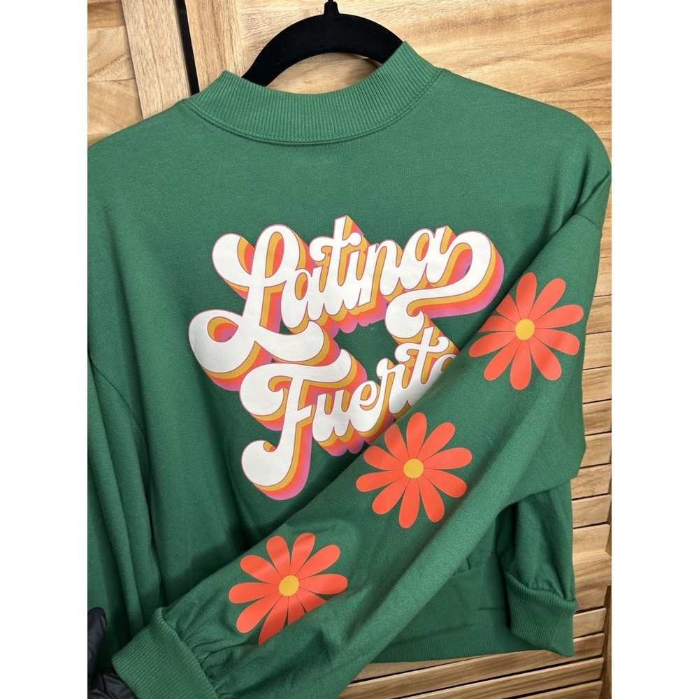 Latino Heritage Month Women Shirt "Latina Fuerte" Green Long Sleeve Target M - Picture 2 of 6